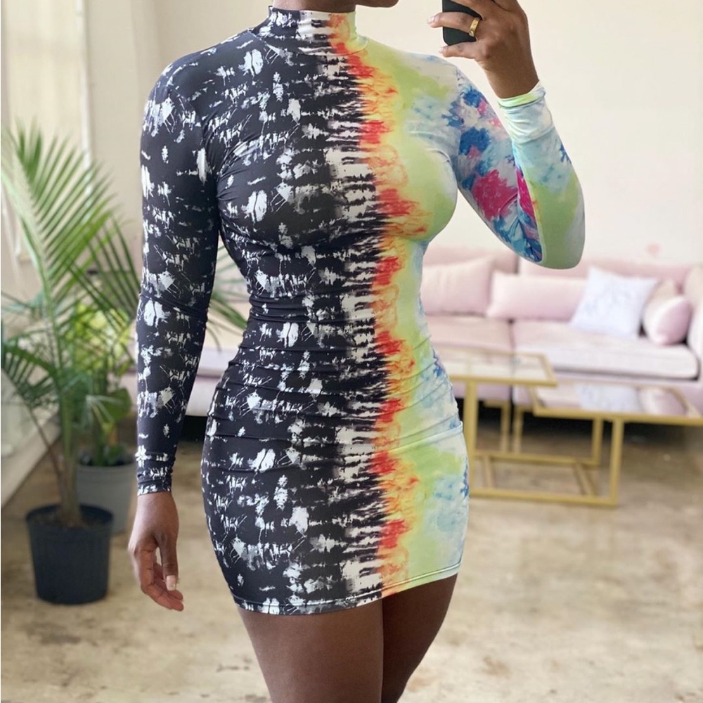 Multicolor unique mini dress